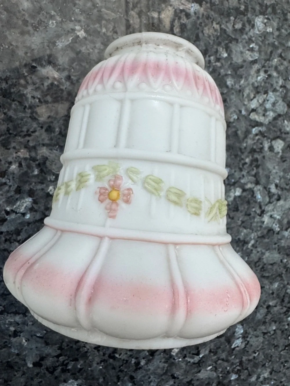 Floral Vintage Frosted Milk Glass Shade   2-1/4